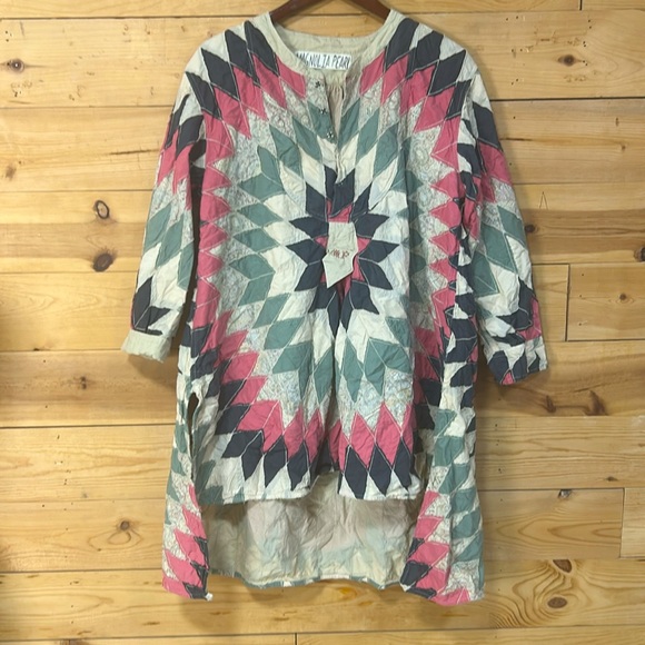 EUC like new Magnolia Pearl patchwork quiltwork quilted Ines tunic top shirt XL - Picture 15 of 16